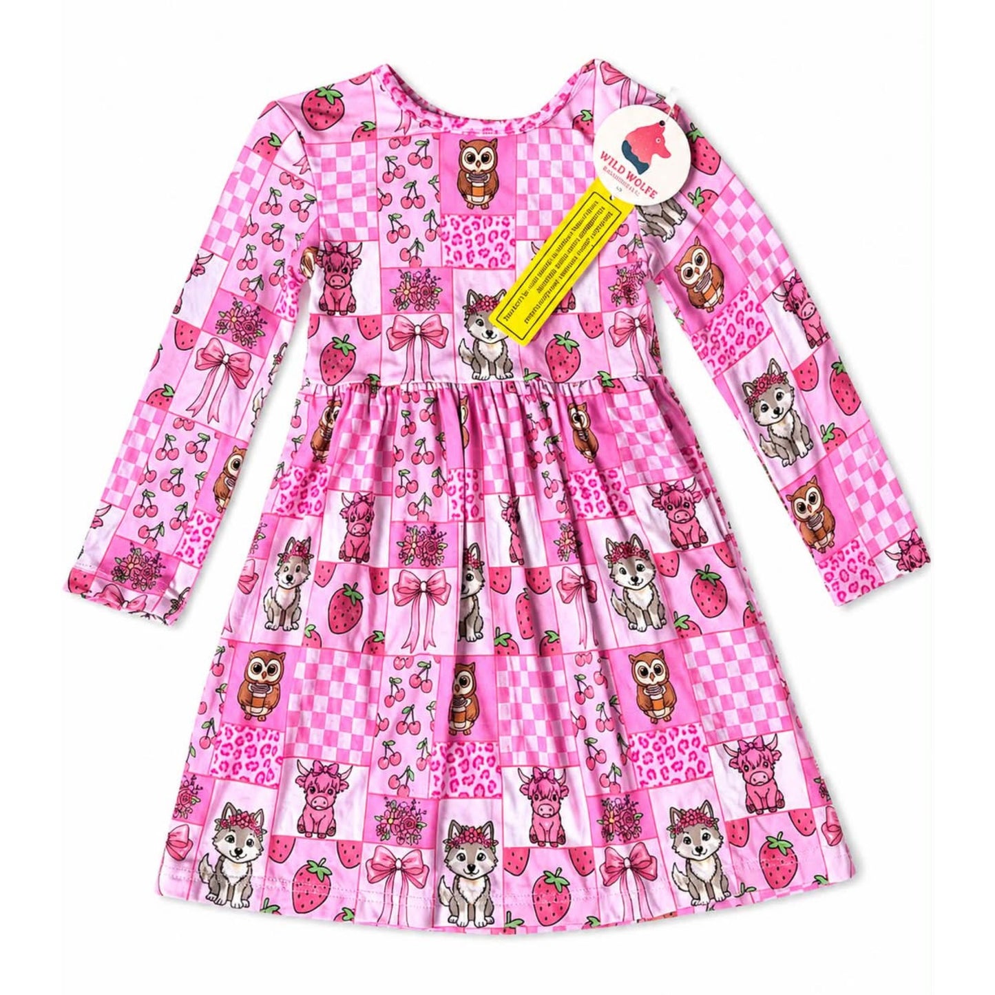 Berry Belle Patchwork Bowback Bodysuit Twirl Dress